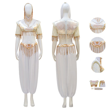 1791's Lady Dream of Jeannie Cosplay Costume Jeannie White Halloween Outfit Becostume